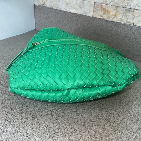 ⚡️SONDRA ROBERTS SQUARED springtime Jade Green woven weave Knot bag purse EUC - Picture 12 of 16